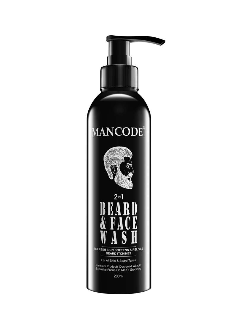 mancode 2 in1 beard and face wash, 200ml