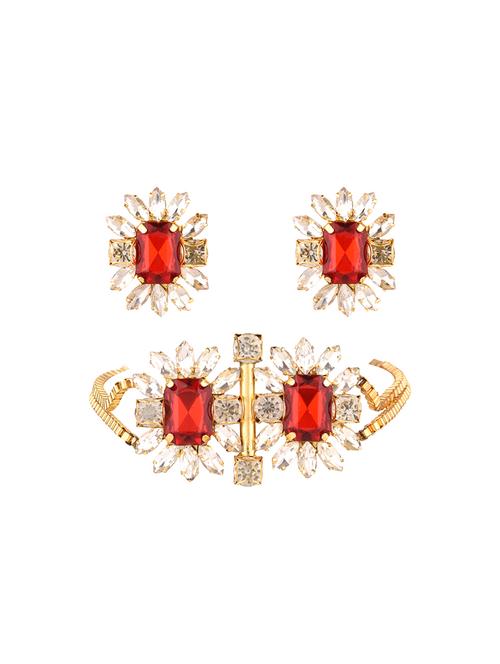 red gold plated necklaces and earring - 17855991 - Standard Image - 0