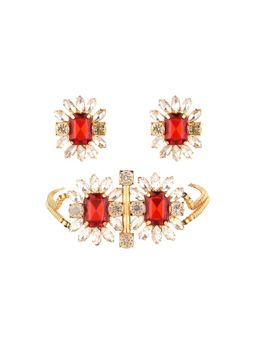red gold plated necklaces and earring - 17855991 - Zoom Image - 0