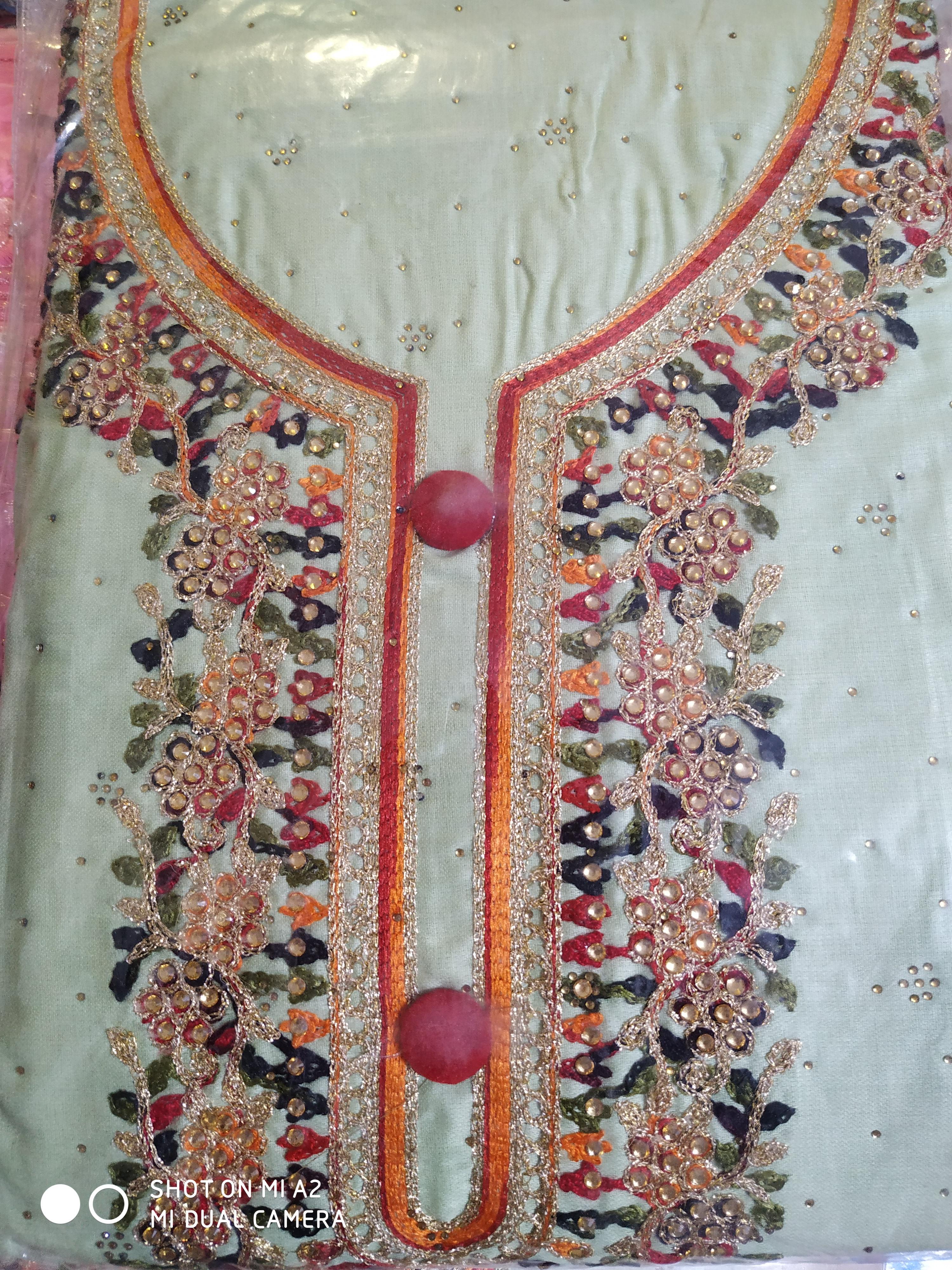 cotton suit with embroidery and chiffon  - 17856246 -  Standard Image - 1