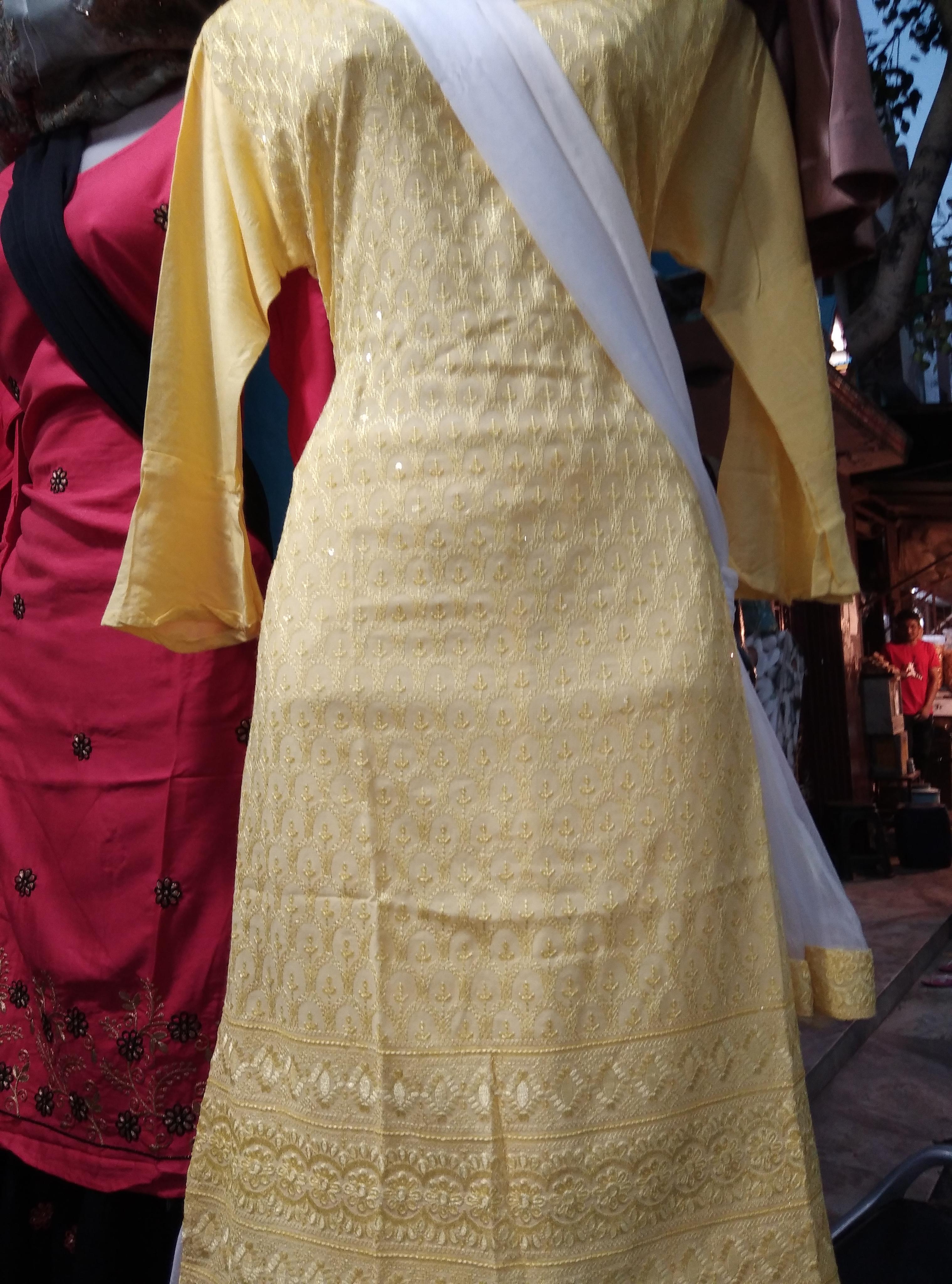 yellow polyester woolen kurta - 17856685 - Standard Image - 1