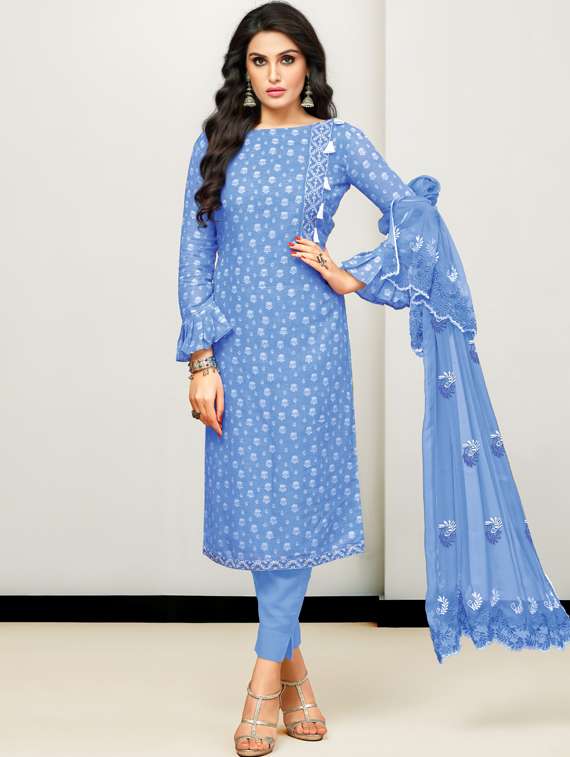 printed semi-stitched suit set 