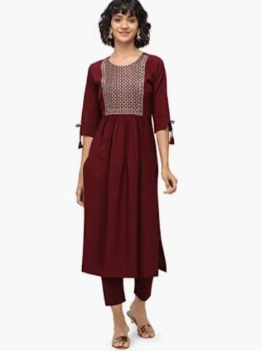red cotton kurti - 17859490 - Standard Image - 1