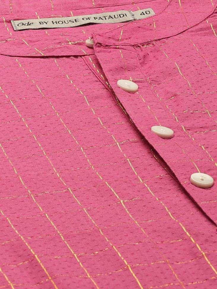 pink cottonblend kurta - 17860218 -  Standard Image - 1