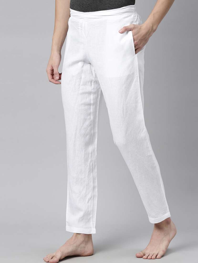 white solid linen pyjama - 17860268 -  Standard Image - 1