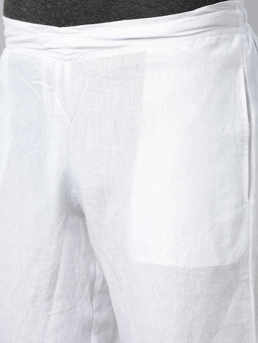 white solid linen pyjama - 17860268 - Standard Image - 4