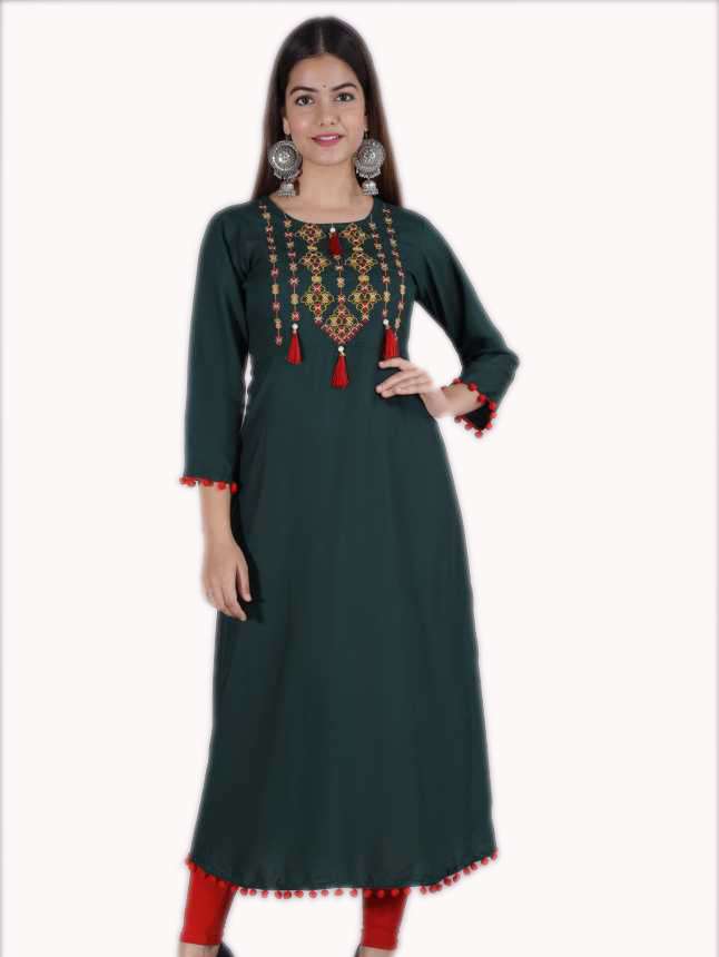 allenza women's rayon embroidery anarkali kurta  - 17860347 -  Standard Image - 1