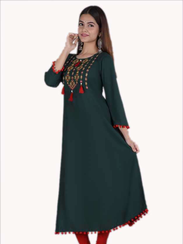 allenza women's rayon embroidery anarkali kurta  - 17860347 -  Standard Image - 4