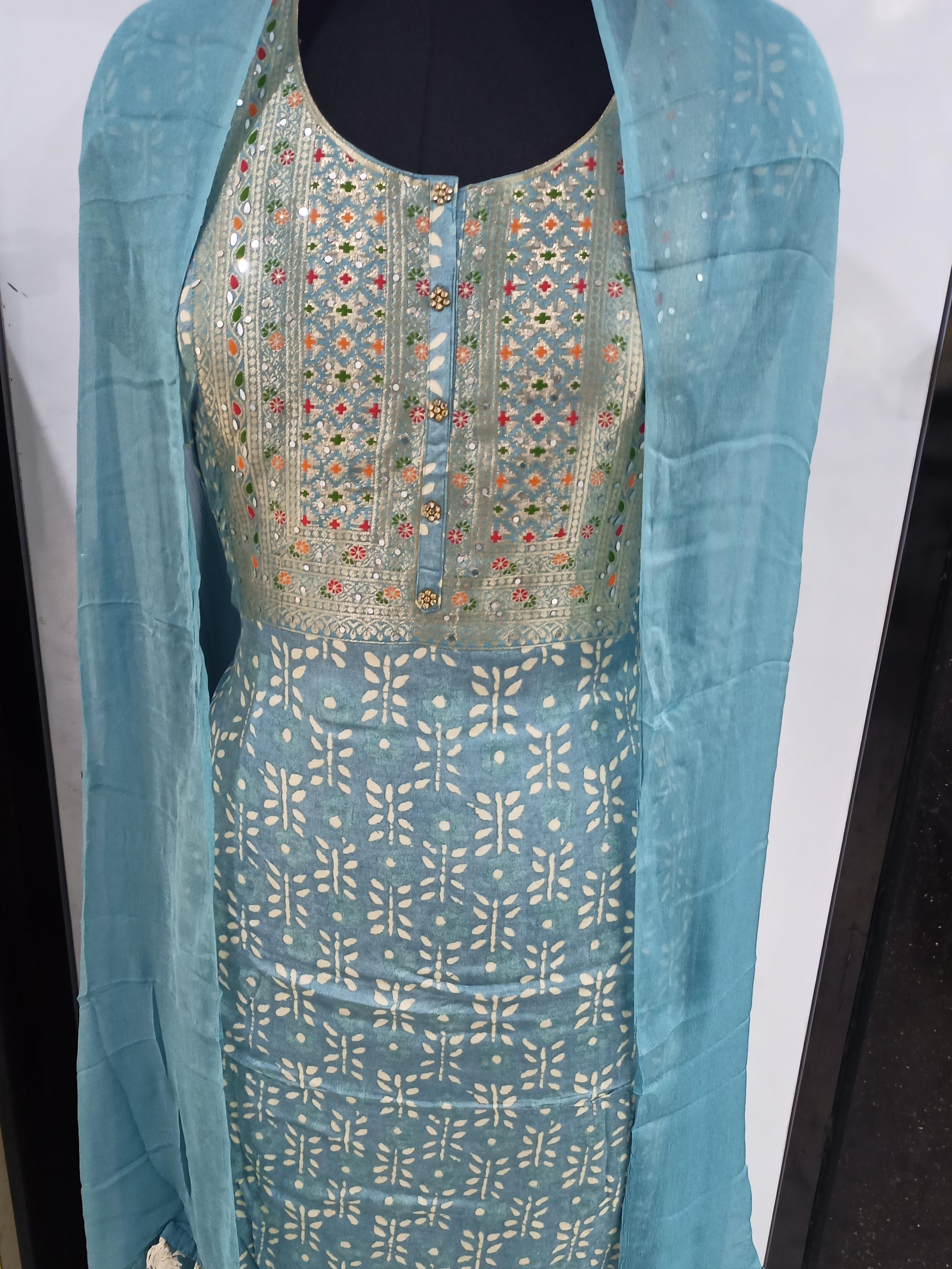 chinon suit, with chiffon dupatta, bottom - 17860395 - Standard Image - 1