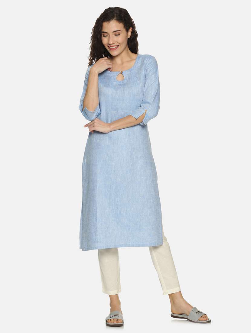 solid straight kurta - 17860565 -  Standard Image - 1