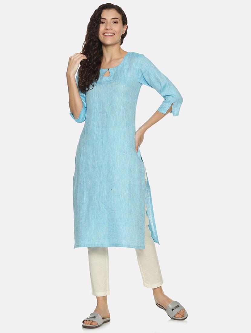 solid straight kurta - 17860566 - Standard Image - 1