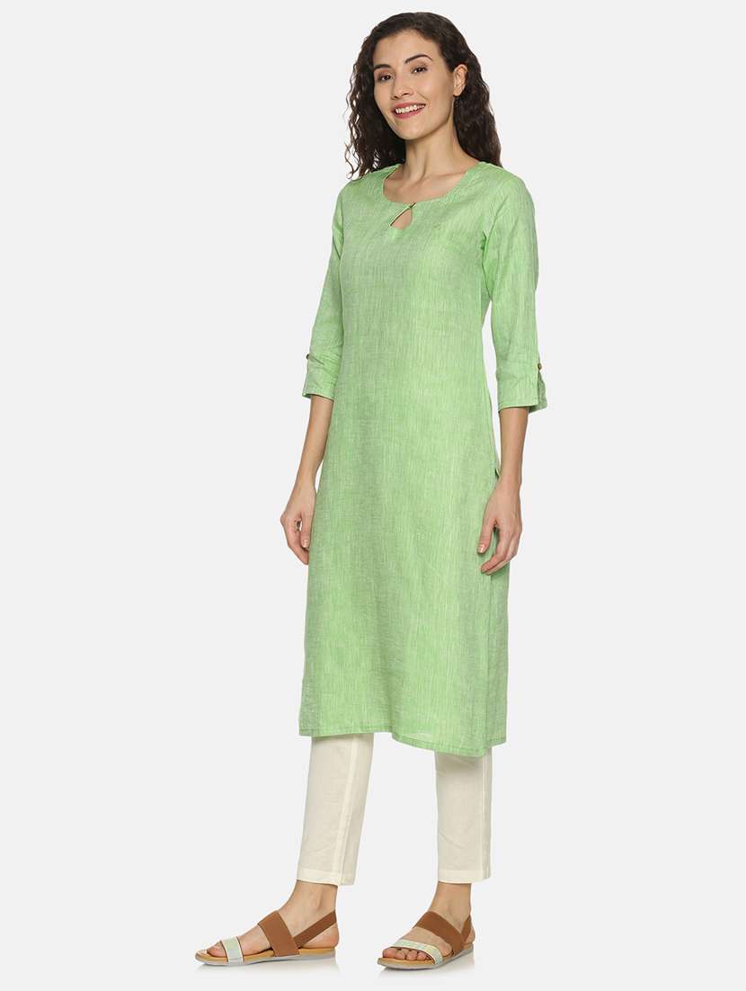 solid straight kurta - 17860567 - Standard Image - 1