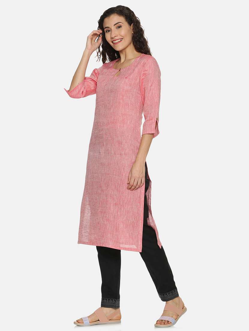 solid straight kurta - 17860569 - Standard Image - 1