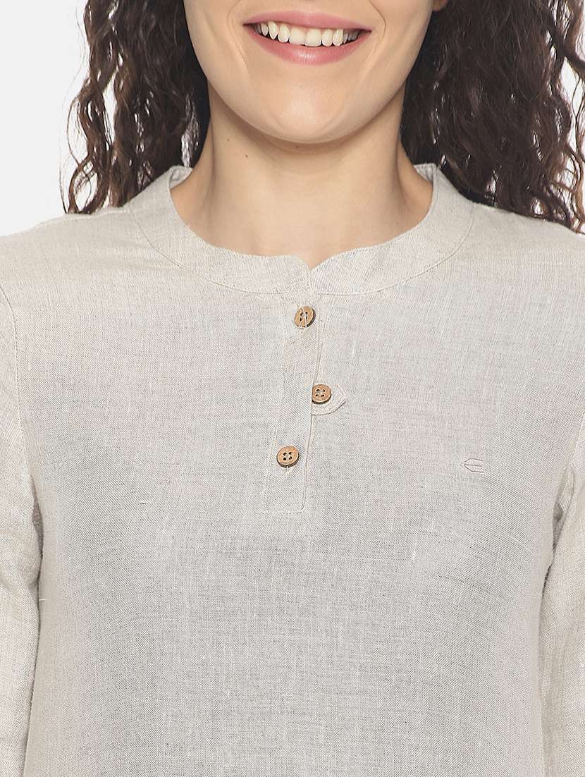 beige straight kurta - 17860570 - Standard Image - 4