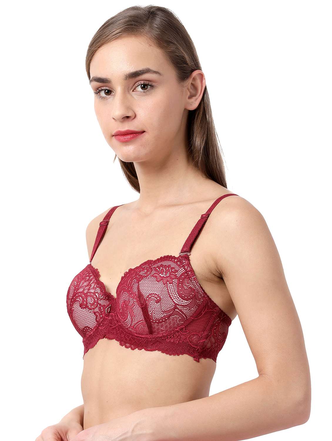 maroon laced t-shirt bra - 17860866 -  Standard Image - 1