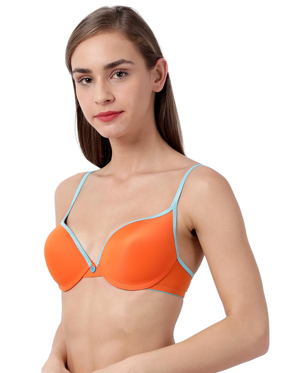 orange solid plunge bra - 17860871 - Standard Image - 1