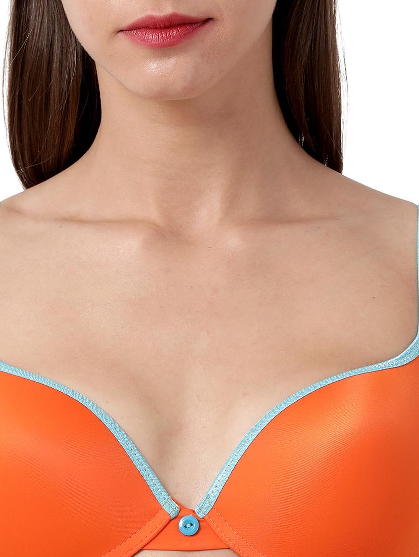 orange solid plunge bra - 17860871 - Standard Image - 4
