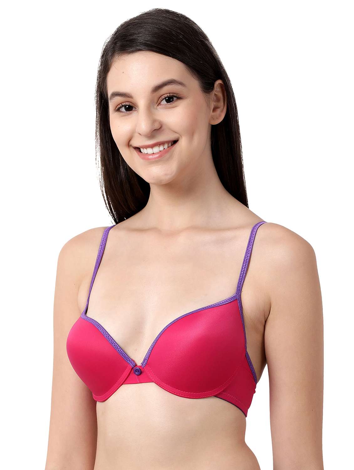 pink solid plunge bra - 17860873 -  Standard Image - 1