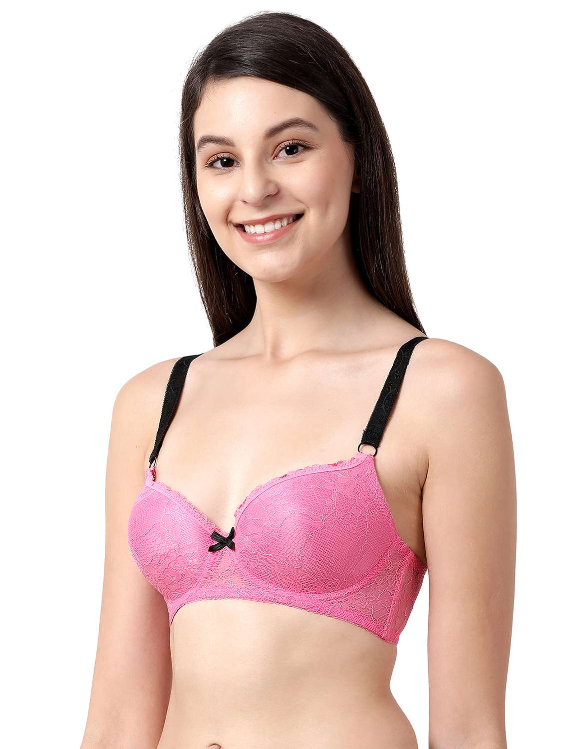 pink laced t-shirt bra - 17860876 - Standard Image - 1