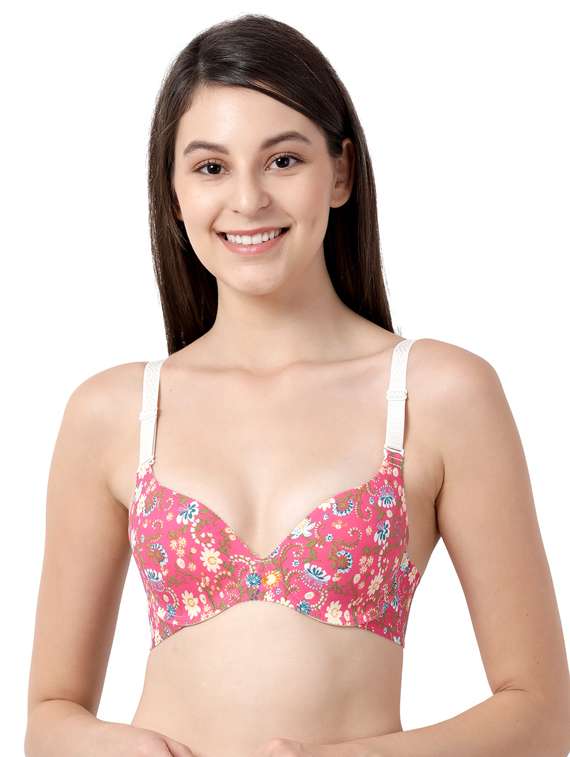 pink printed t-shirt bra