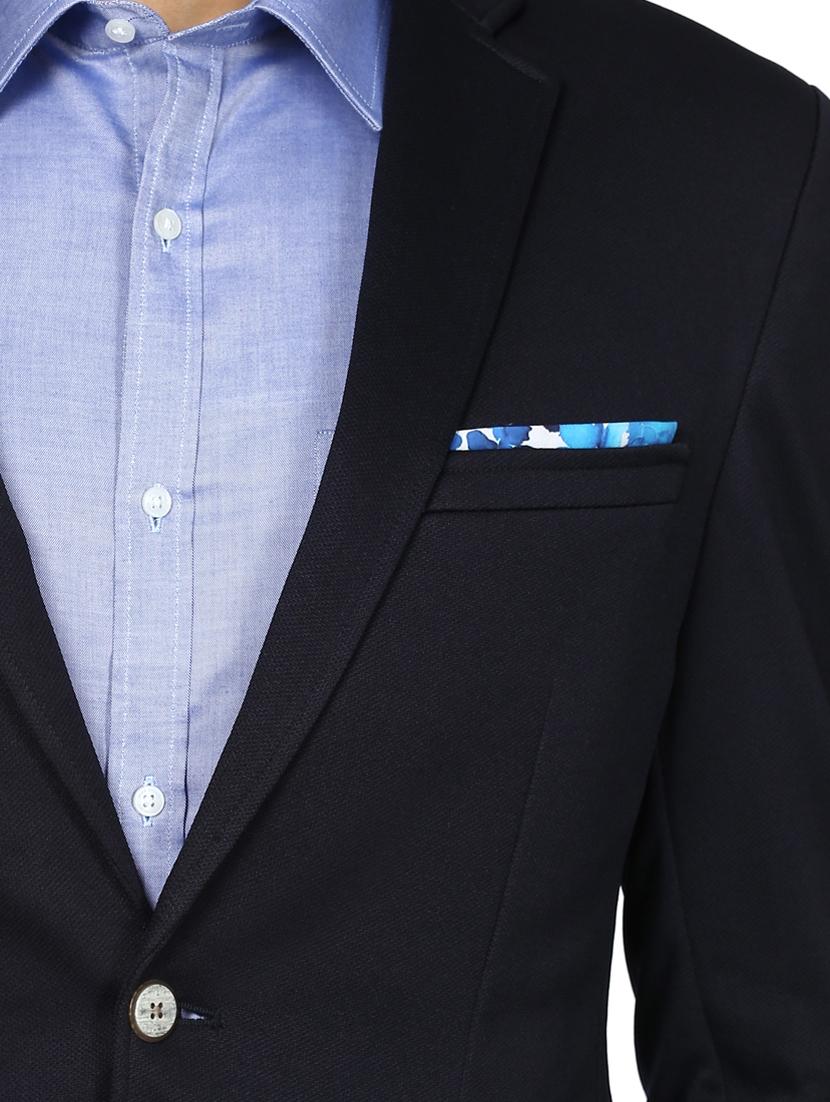 navy blue solid single breasted casual blazer - 17861690 - Standard Image - 4
