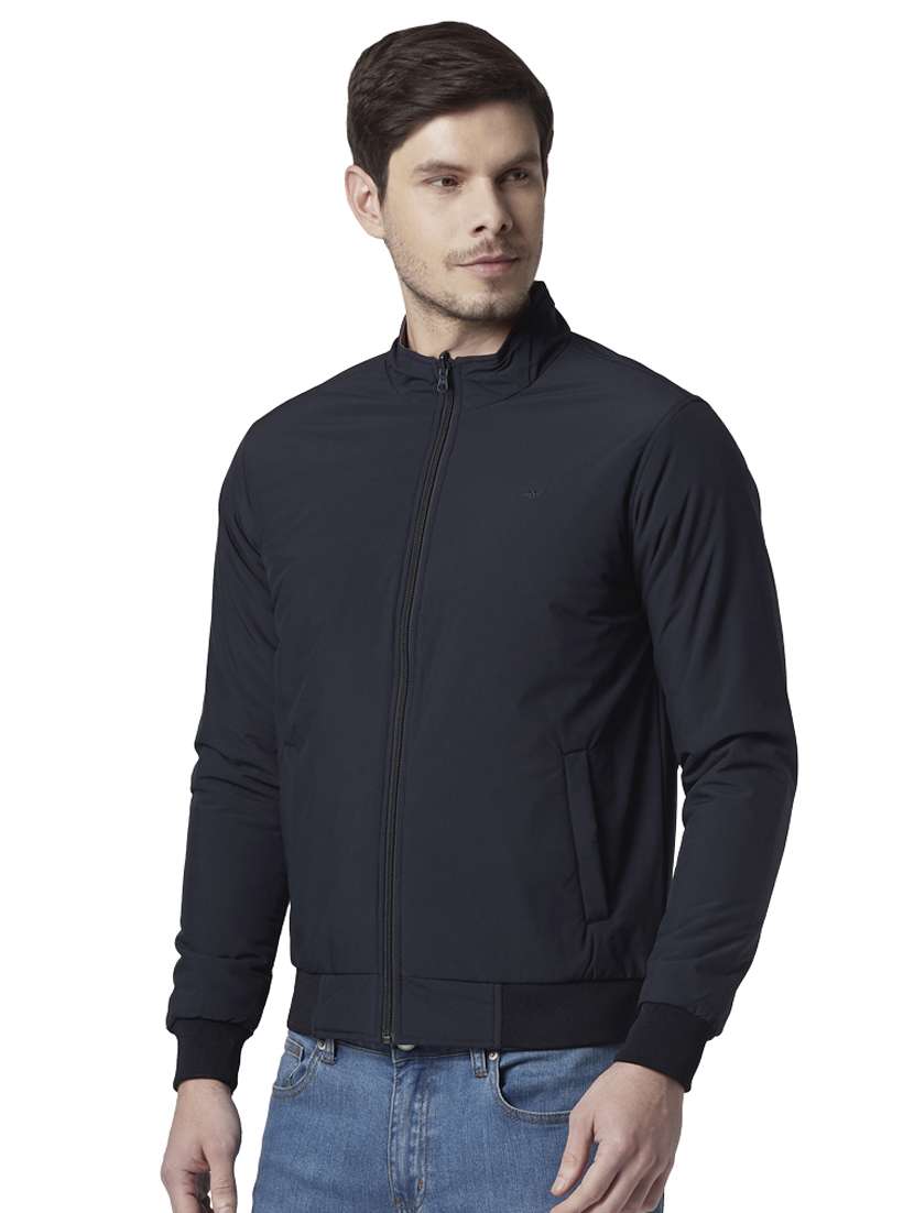 navy blue solid reversible casual jacket - 17861716 - Standard Image - 1