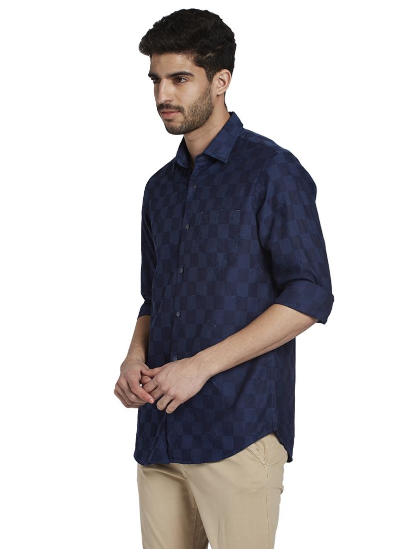 navy blue checkered casual shirt - 17861722 -  Standard Image - 1