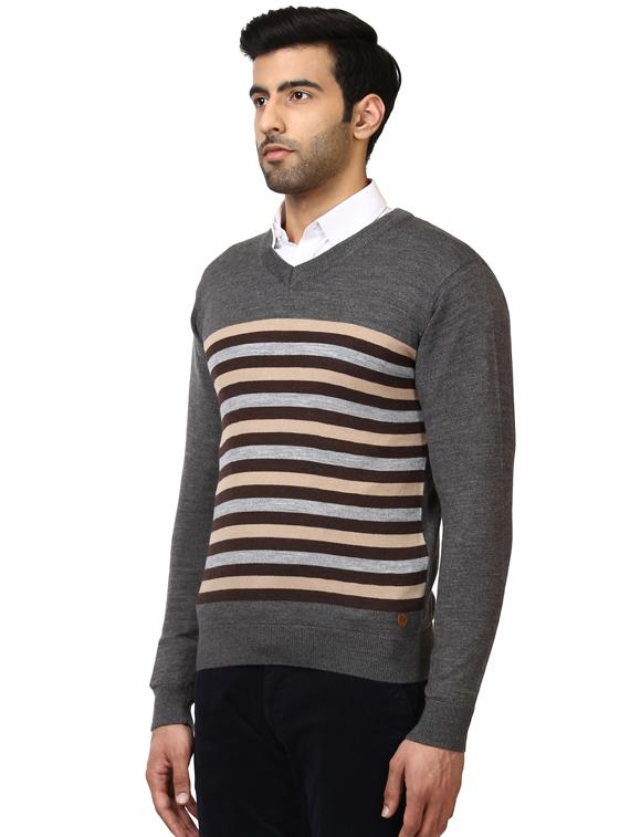 grey striped pullover - 17861797 - Standard Image - 1