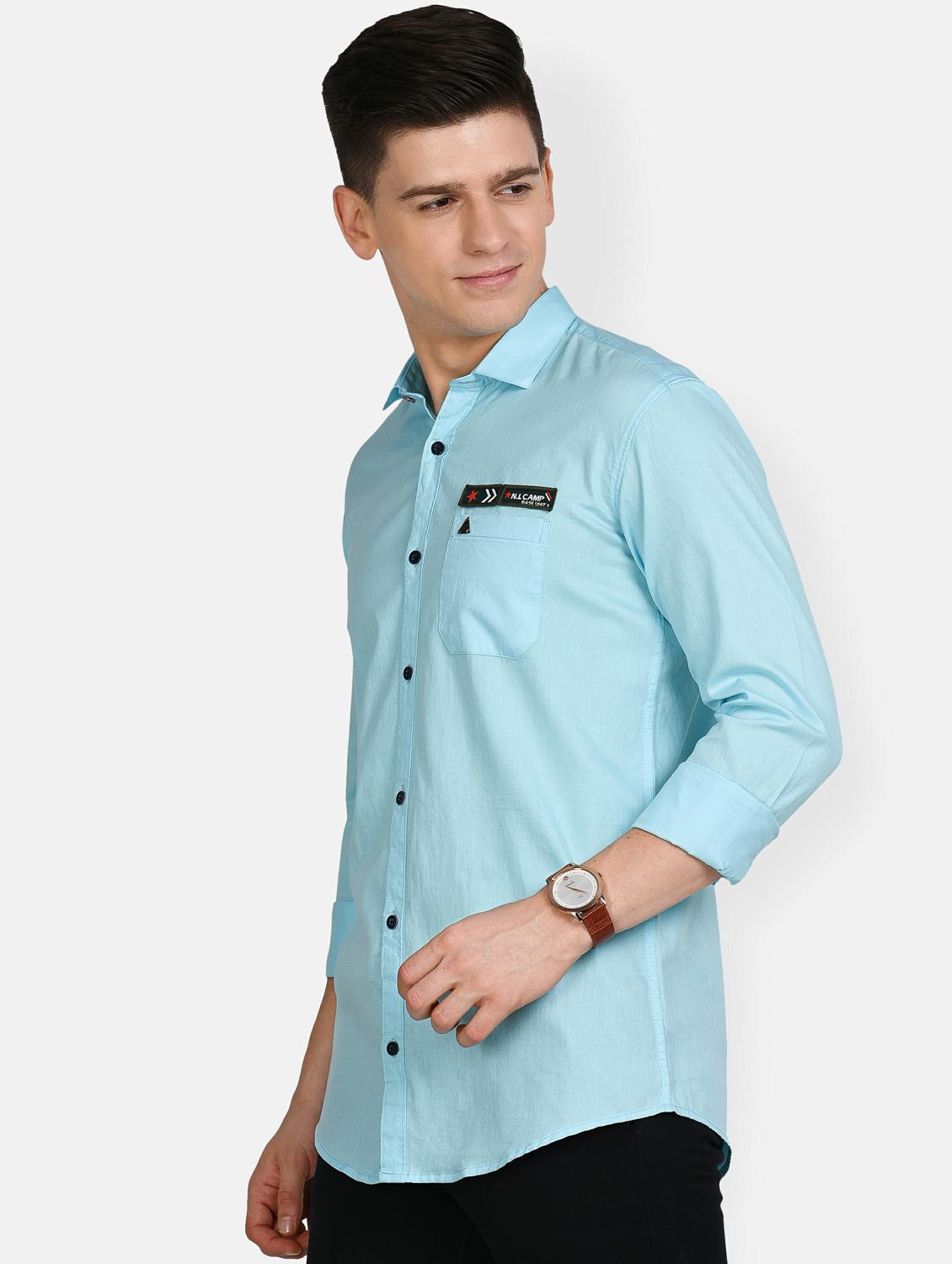 light blue solid casual shirt - 17861864 - Standard Image - 1