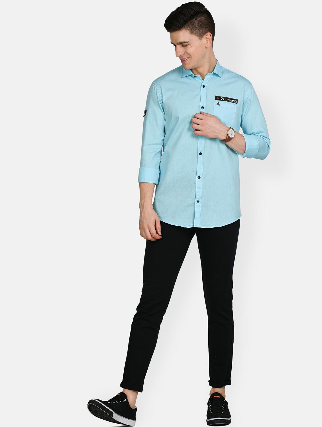 light blue solid casual shirt - 17861864 - Standard Image - 4