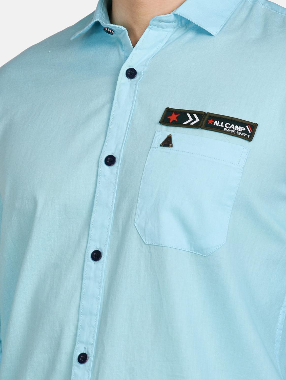 light blue solid casual shirt - 17861864 - Standard Image - 6