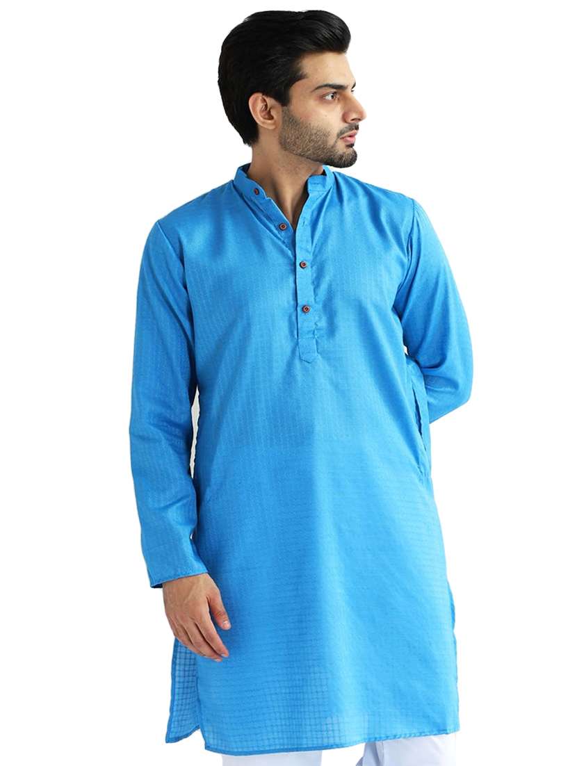 blue self design kurta