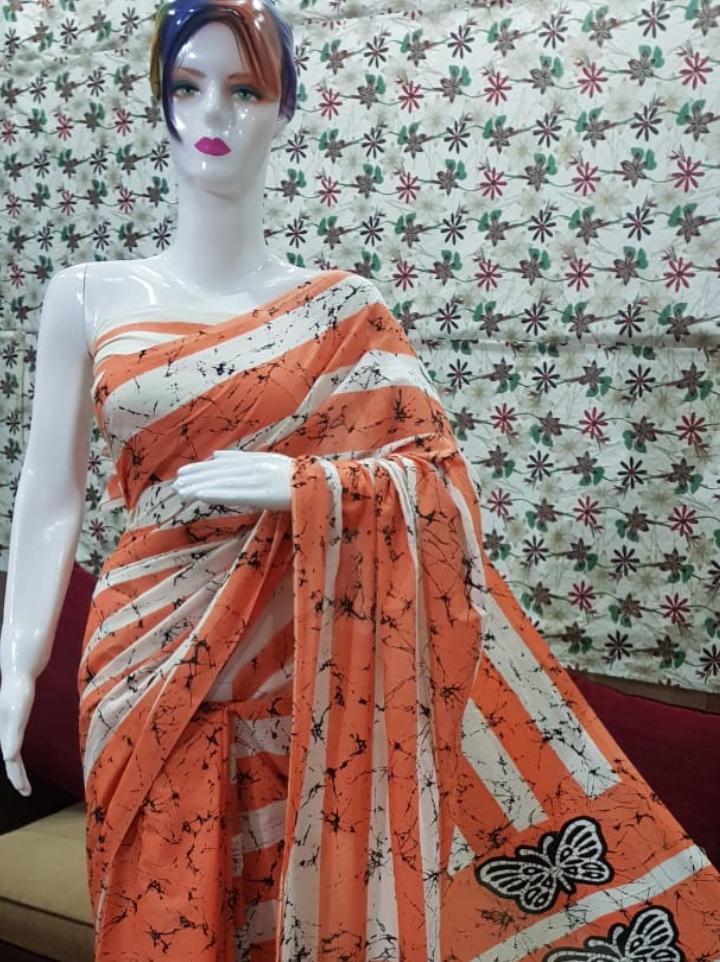orange lace saree - 17867655 - Standard Image - 1