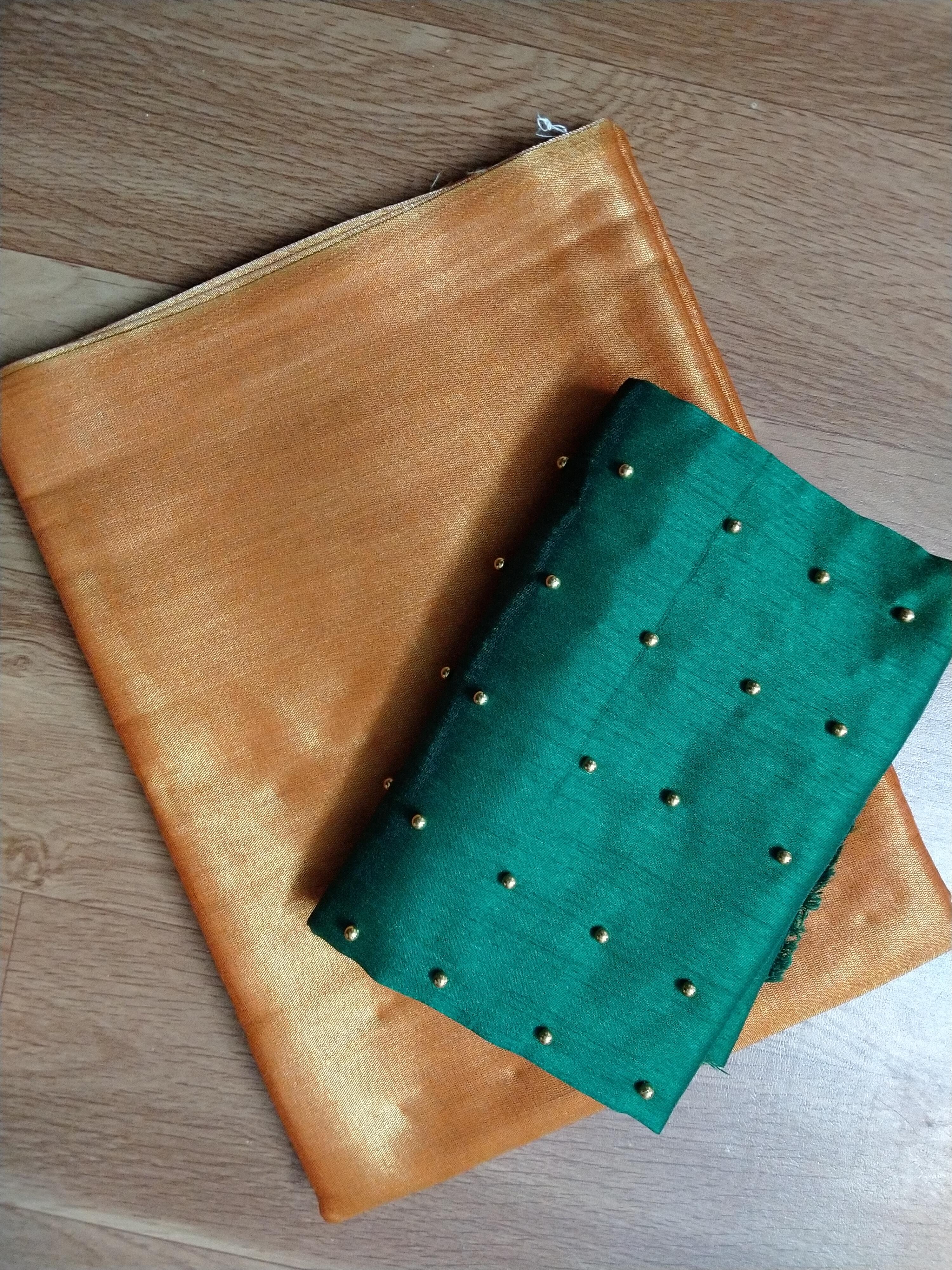 tissue silk cotton saree with moti - 17867790 - Standard Image - 1