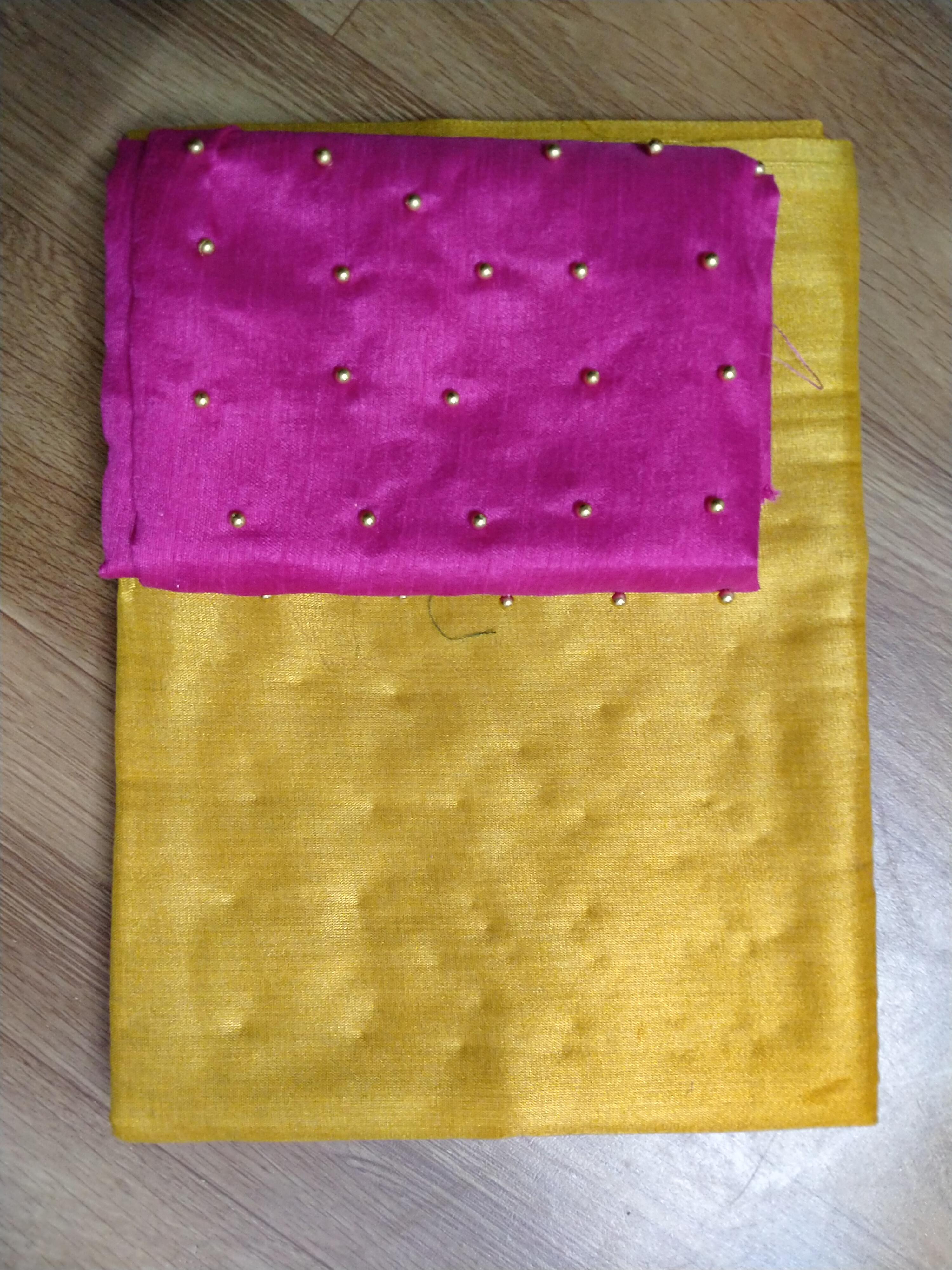 tissue silk cotton saree with moti - 17867792 - Standard Image - 1