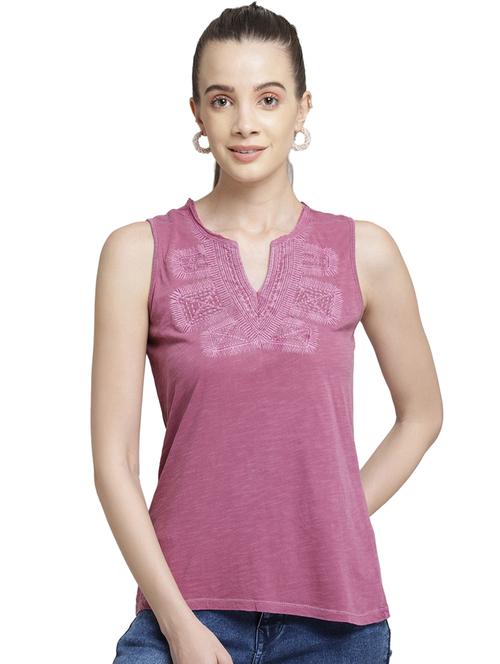 women's straight notch neck top - 17868630 - Standard Image - 0