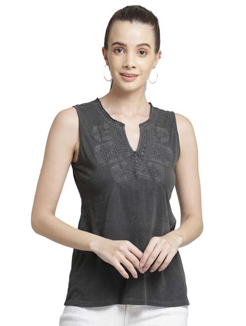 women's straight notch neck top - 17868632 -  Standard Image - 0