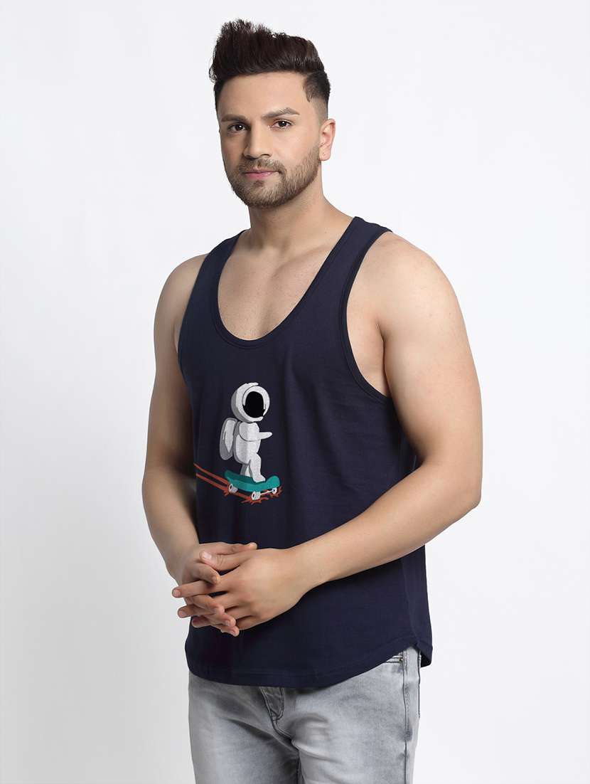 navy blue printed vest - 17868991 -  Standard Image - 1