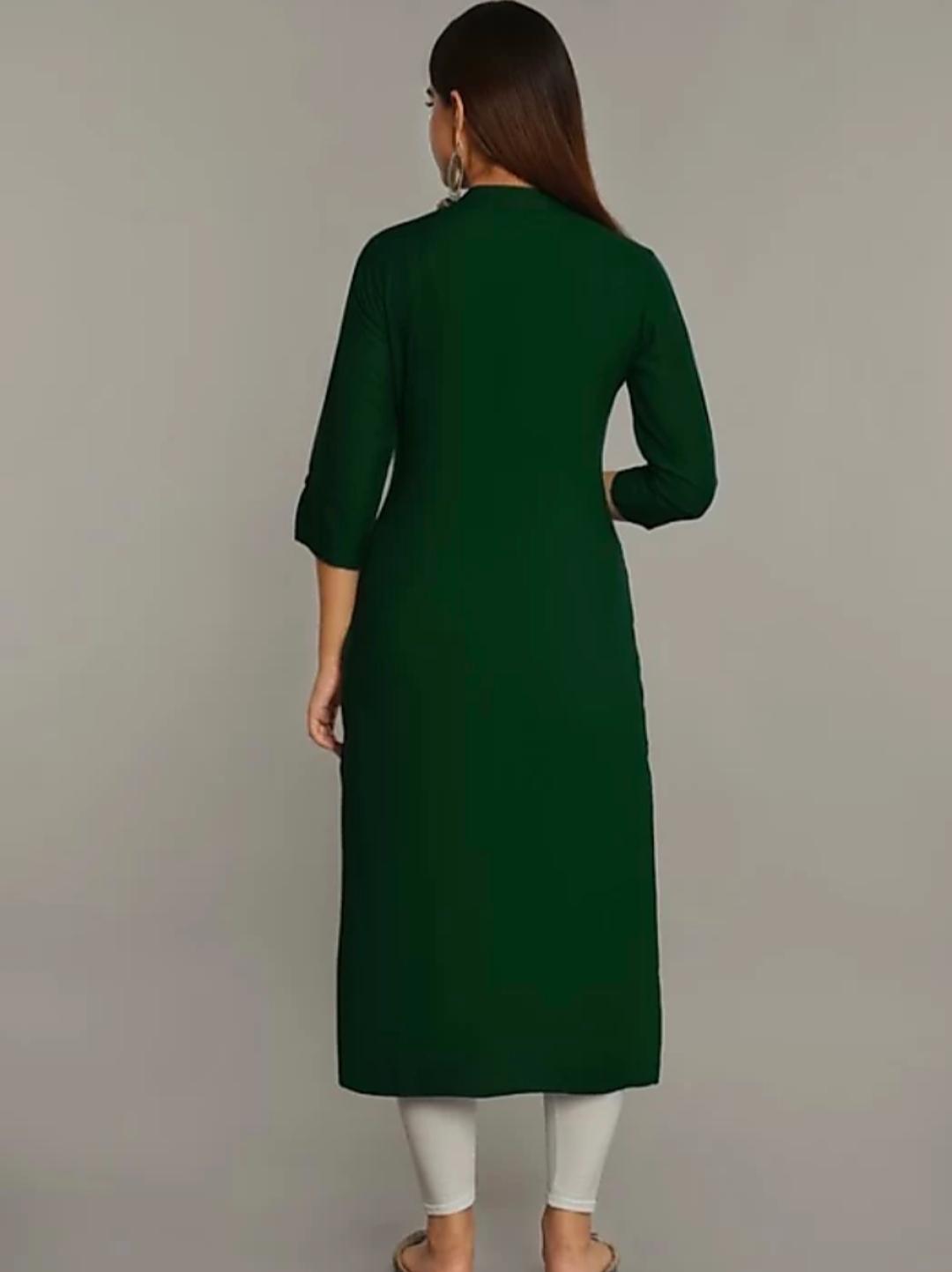 dark green rayon kurti - 17869033 - Standard Image - 1