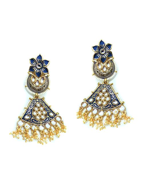 blue gold plated chandballi earring - 17869199 - Standard Image - 0