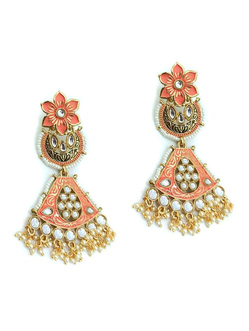 pink gold plated chandballi earring - 17869202 - Standard Image - 0