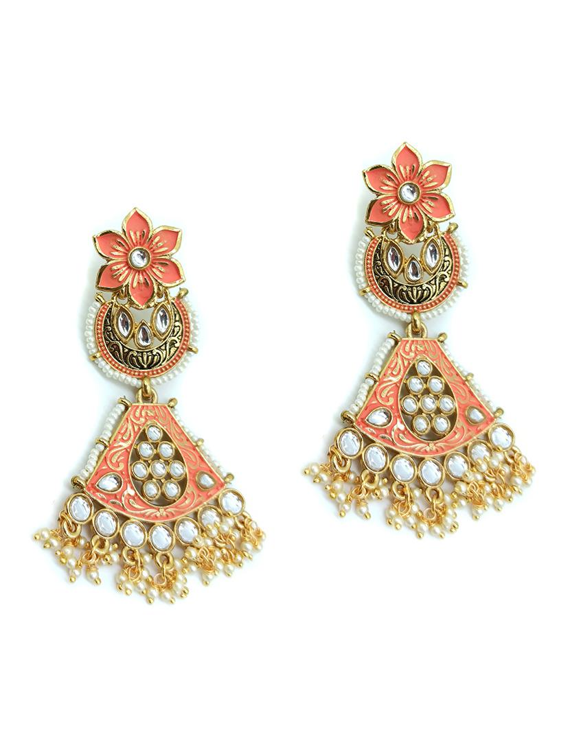 pink gold plated chandballi earring - 17869202 - Zoom Image - 0