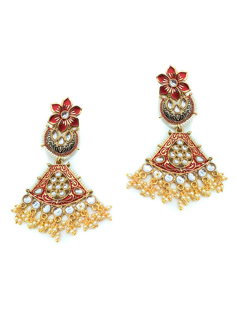 red gold plated chandballi earring - 17869203 -  Zoom Image - 0