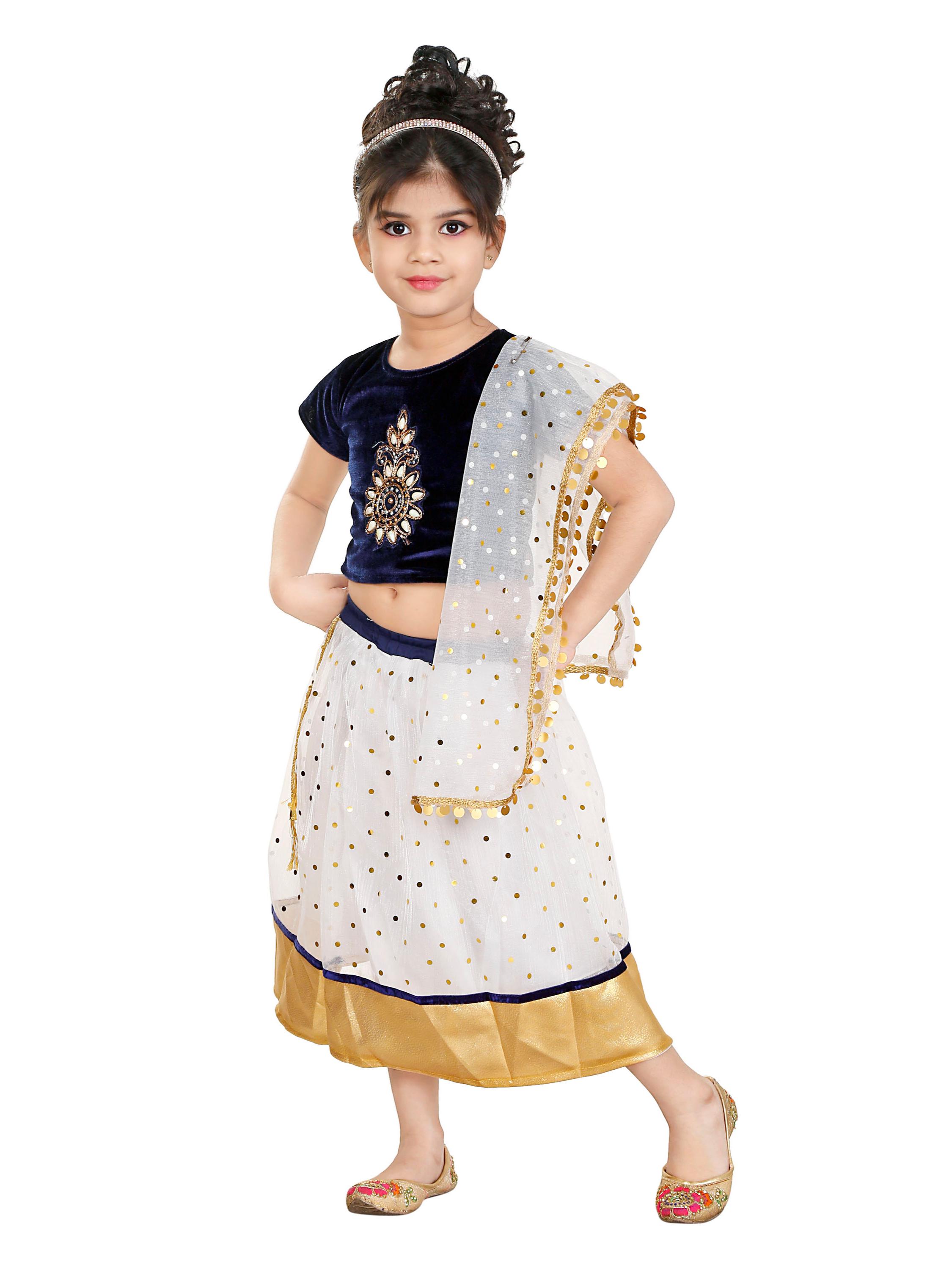negup girls lehenga choli party wear embroidered lehenga choli (white & blue pack of 1) - 17870516 - Standard Image - 1