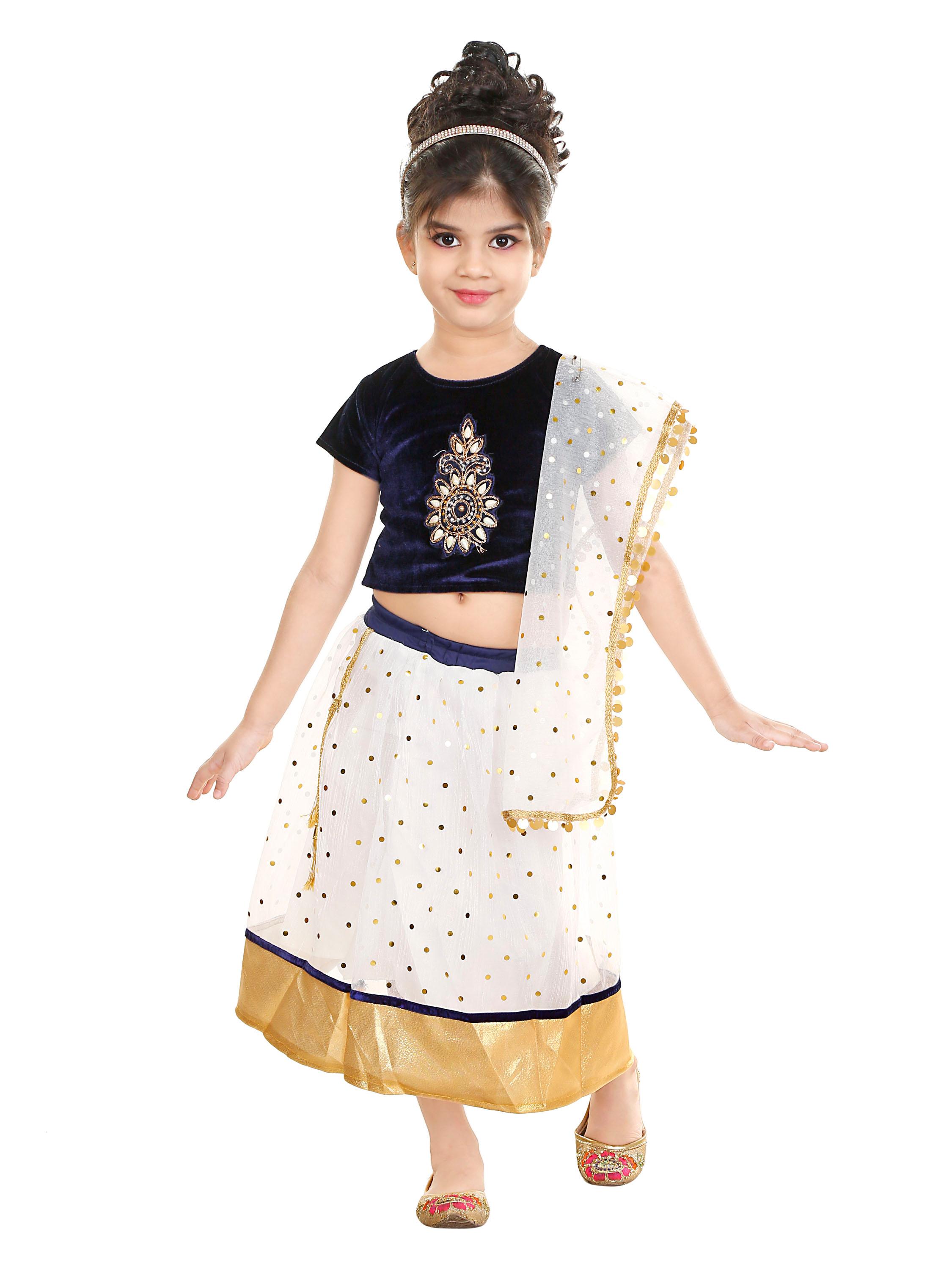 negup girls lehenga choli party wear embroidered lehenga choli (white & blue pack of 1) - 17870516 - Standard Image - 4