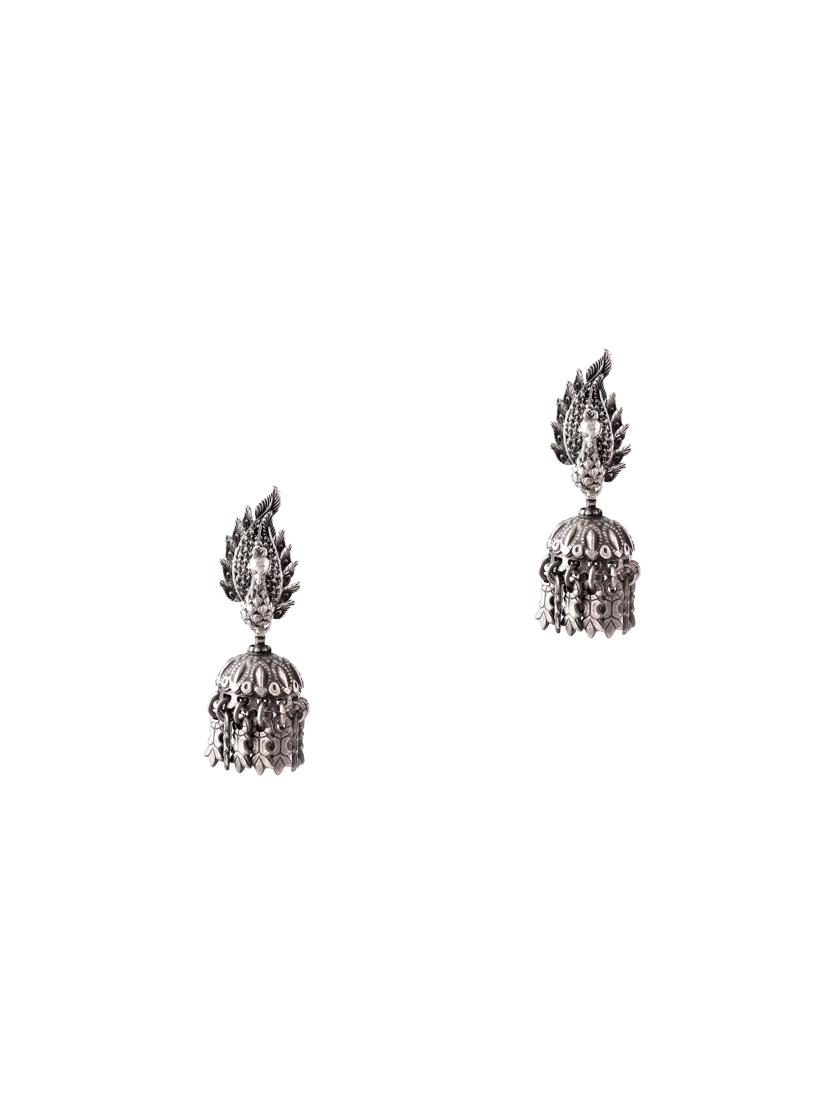 silver tone silver jhumka earring - 17871774 -  Standard Image - 1