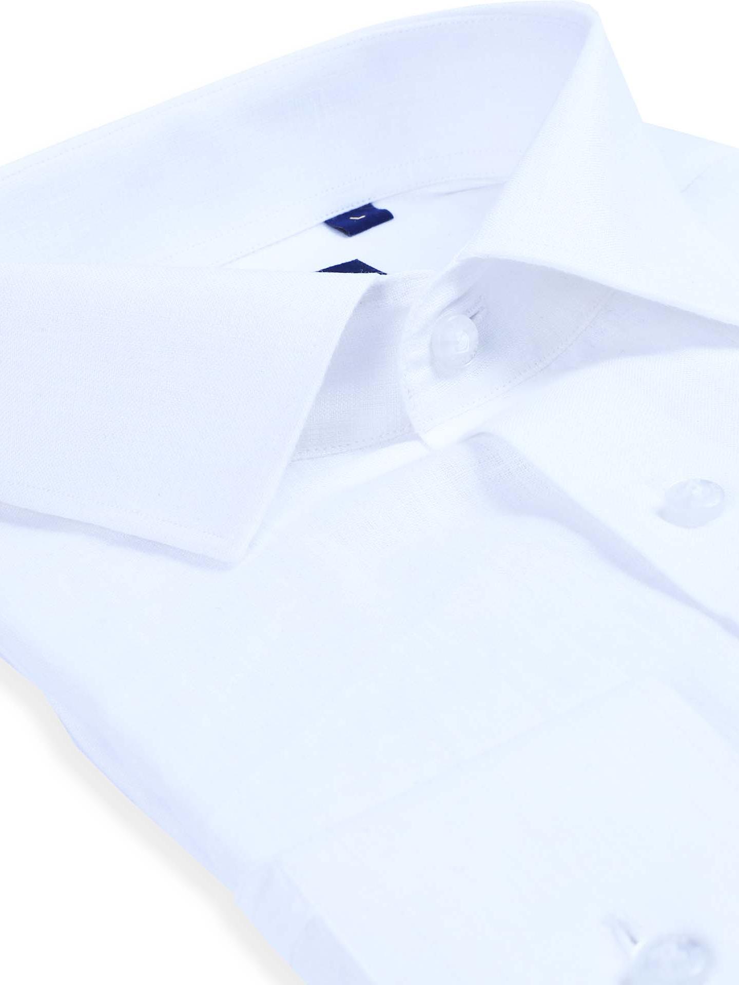 texworks solid white linen shirt for men - 17872408 - Standard Image - 1