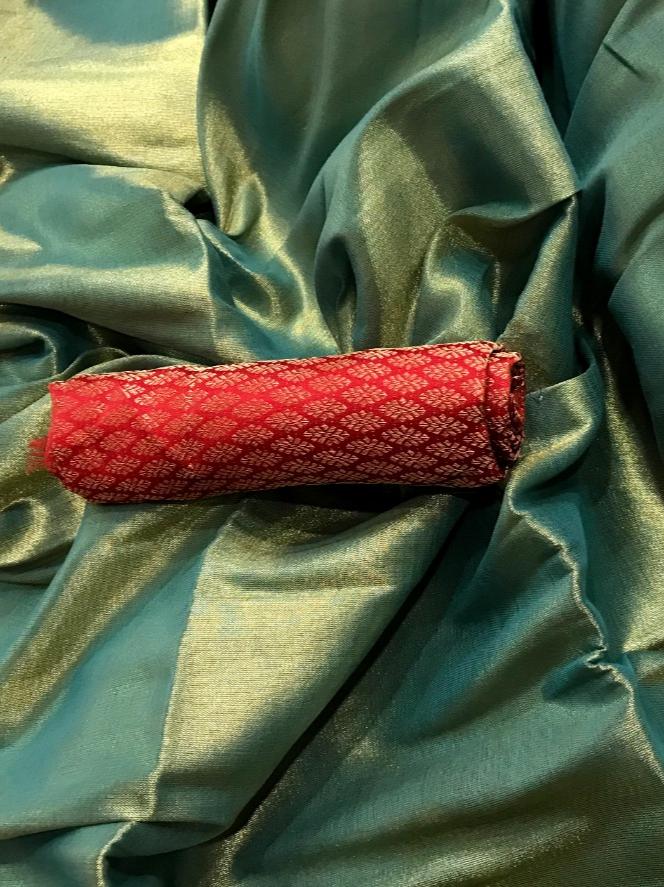 tissue cotton saree with brocade blouse - 17873002 - Standard Image - 1