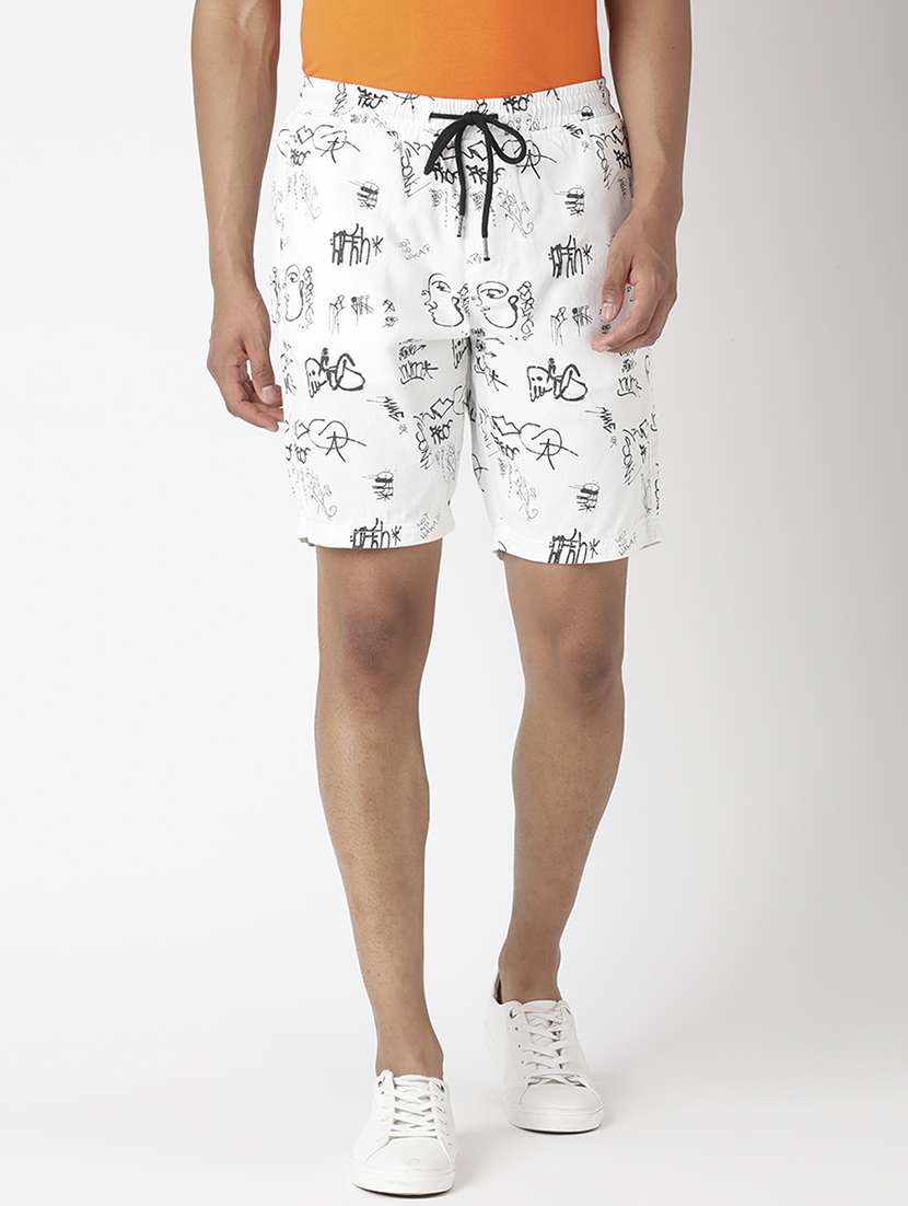 white printed shorts