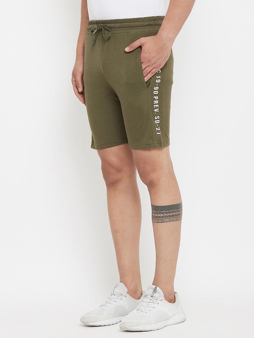 olive green side taped shorts - 17874025 - Standard Image - 1